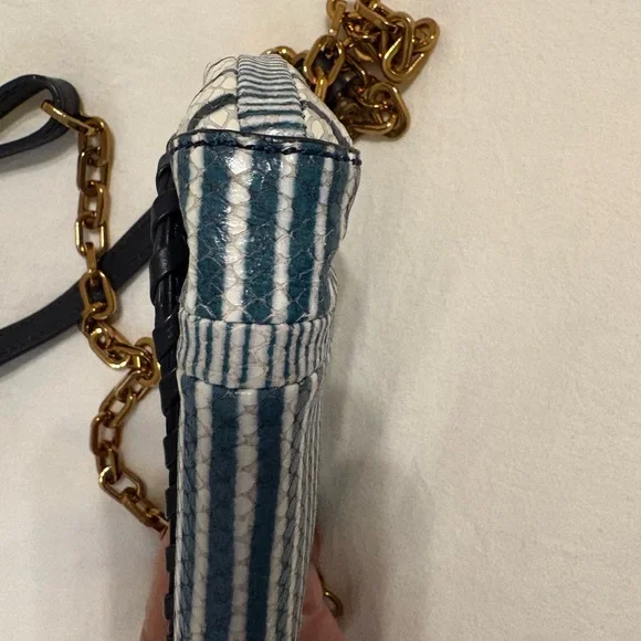 Tory Burch Navy and White Striped Crossbody Bag - Picture 7 of 9